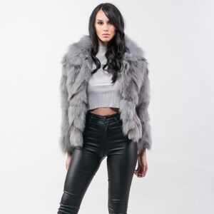 *Like New* Ash Gray Fox Fur Coat (Real fur)